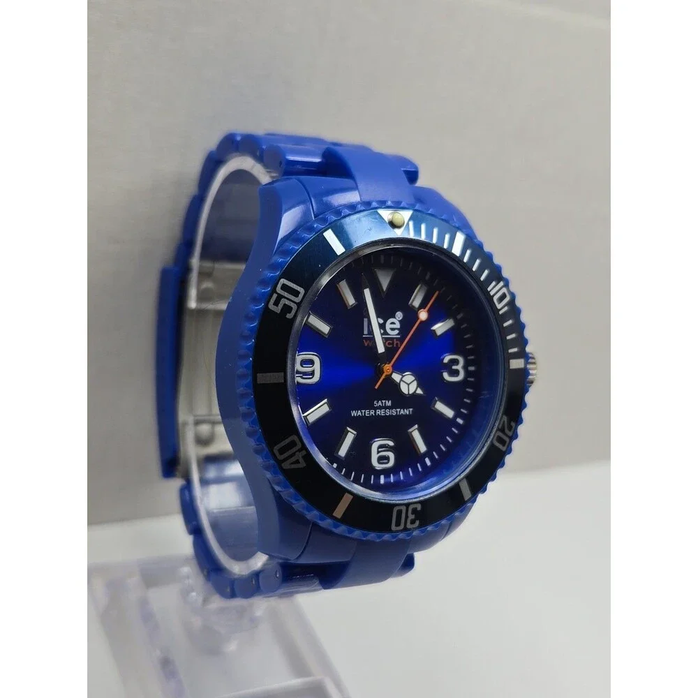 Mens Ice Watch Classic Solid Big Blue 46mm Rotating Bezel Watch New Battery